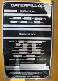 Caterpillar 3512 DITA Diesel Generator Set – 1050kW – Low Hours