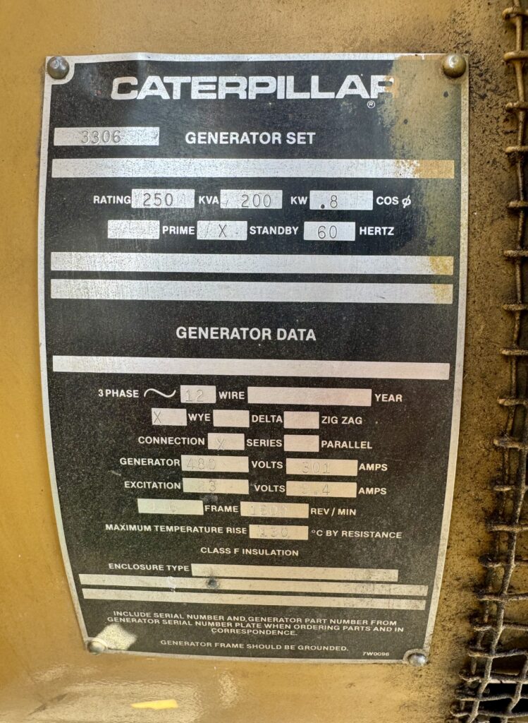 Caterpillar 3306B – 200kW – Low Hours